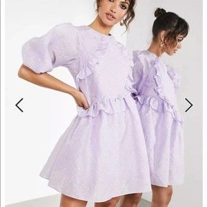 ASOS EDITION mini dress with ruffle in textured organza